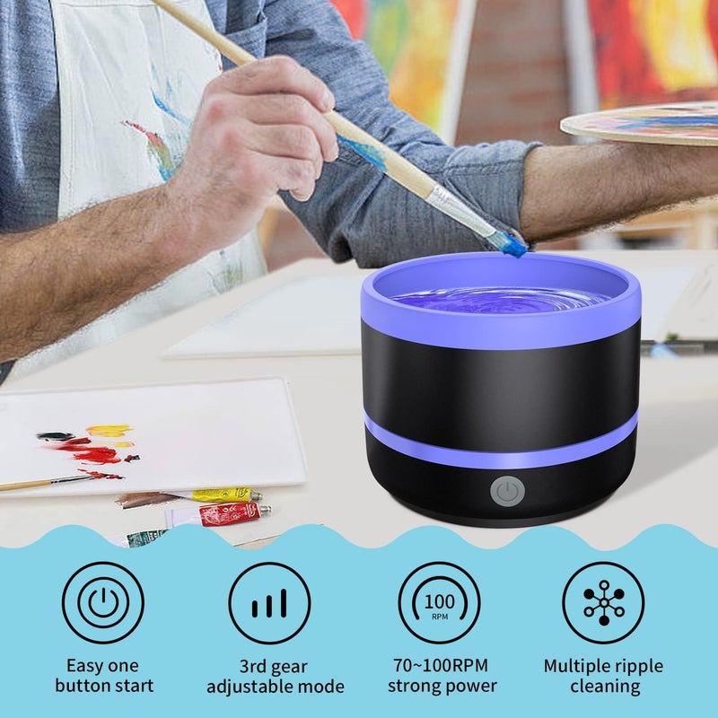 YAGHVEO ® Electric Paint Brush Cleaner Rinse Cup, Paint Brush Cleaner, Brush Rinser for Painting, Artist Brush Cleaning Washer Rinser for Acrylic, Watercolor, Oil, Gouache Painting - Image 3